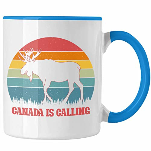 Trendation - Canada Is Calling Auslandsjahr Kanada Tasse Geschenkidee Auswandern Abschiedsgeschenk Abschied Kanada (Blau)