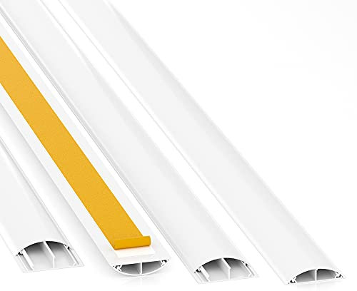 CILSON Self-adhesive cable duct, semi-circular cable guides, cable strip W x H x L (50 mm x 12 mm x 80 cm, white)