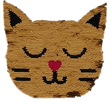 Katzenförmiger Paillettenaufnäher für Selbstgemacht Nähen und Reparaturen | Wendbar mit Farbwechsel, Gelb, für Hüte und Taschen, Randlich Zufällig Gestaltet