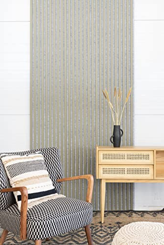 Leiste24 Akustikpaneel - Lamellenverkleidung - Wandverkleidung - 2600 x 400 mm - Akustikfilz Grau - Lamellendekor Olive