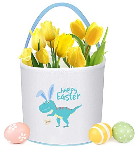 Leesgel Easter Baskets for Kids, Dinosaur Basket Empty Boxes Bucket Tote for Easter Egg Hunt Games, Party Bags for Easter Crafts Decorations Supplies Favours