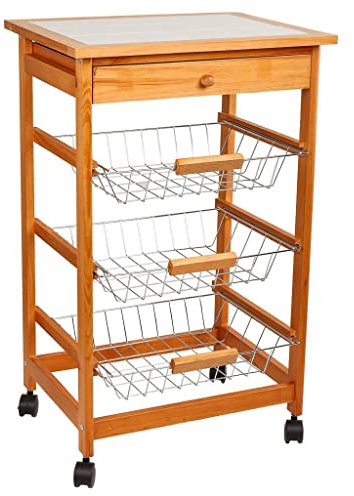 WANDERLUST DECO Carro de Cocina de Madera Color Miel 47x37x76h cm