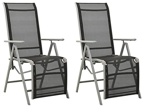 homiuse 58,5x69x110 cm Garten-Liegestühle 2 STK. Textilene und Aluminium Silbern Liegestuhl Klappbar Relaxsessel Sonnenliege Strandliege Outdoor Sessel für Garten Terrasse Komfortables Design