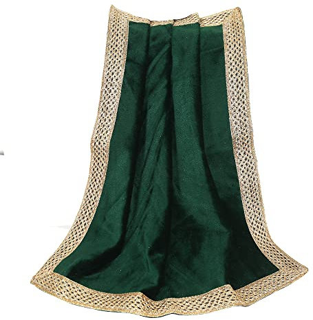 Indian Consigners Kleines einfarbiges Samttuch für Mehrzweckgebrauch (grün)