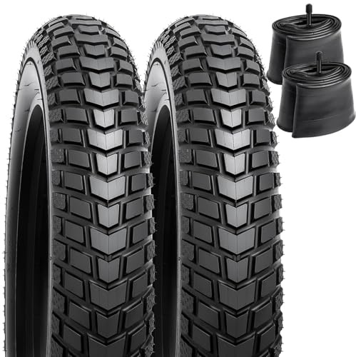 '2-PCS 20''/24''/26'' Heavy Duty E-Bike Tires 20x4.0/98-406 24x4.0/98-507 26x4.0/98-559 and Bike Tubes Compatible with 20/24/26 x 4.0 Fat E-Bike All-Terrain Directional Tread Bicycle Tires and Tubes'