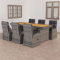 Yolola Rattan Essgruppe 6 Personen Sitzgruppe Garten Essgruppe 6 Personen mit 6 Gartenstuhl Verstellbar mit Auflagen Rattan Gartenmöbel Set Gartenmöbel Essgruppe Gartengarnitur Grau und Braun