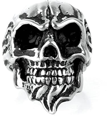 Banemi Schädelringe, Edelstahl Ring Punk Rock Skull Ring Silber Jahrestags Geschenk Ring Größe 65 (20.7)