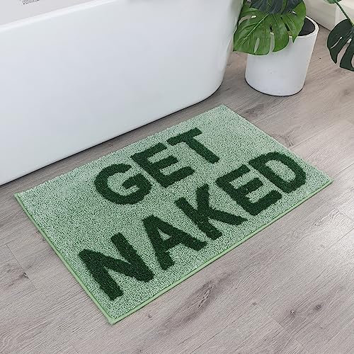 Zeeinx Get Naked Badematte, niedlicher Badezimmerteppich, rutschfeste Mikrofaser, lustige Badezimmer-Dekoration, maschinenwaschbar, salbeigrün, Badematte für Badewanne und Dusche, 50,8 x 81,3 cm