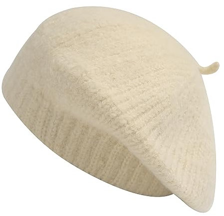 ZLYC Damen Kabel Stricken Baskenmützen Geflochtene Baggy Wolle Barett Winter Warmer Beanie(Einfarbig Beige)
