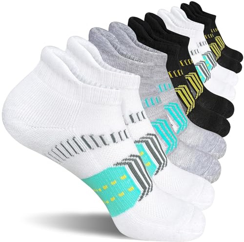 AVAYUU Damen Sneaker Socken Gepolsterte Anti-Blasen Atmungsaktive Athletic Laufsocken Kurz Sportsocken Mit Fersenlasche 5 Paar 35-38/39-42
