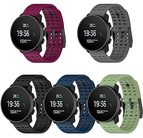 RuenTech 22MM Ersatz-Silikon-Armband für Polar Vantage V3/Vantage M/Vantage M2/Grit X/Grit X Pro/Grit X Pro Titanium Sport Soft Silikon Ersatzband (5er Pack)