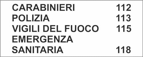 M-ITALY CARTELLO SEGNALETICO UNI - NUMERI UTILI - Adesivo Extra Resistente, Pannello in Forex, Pannello In Alluminio (30x12, Adesivo)