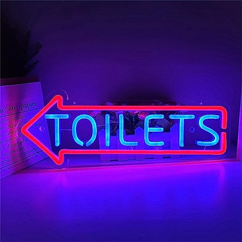REWIS Letrero de neón LED para inodoros, Luces de neón para WC enchufables Personalizadas con atenuador, para Bar, peluquería, Club Nocturno, baño, Entrada, decoración Regulable,Left,50x19cm