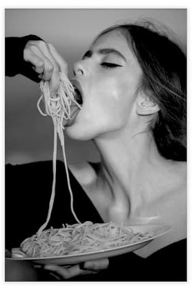 Italienische Frau, die Spaghetti isst, Schwarz-Weiß, Vintage-Kunst, Leinwand-Poster, Wandkunst, Dekordruck, Bild Gemälde für Wohnzimmer, Schlafzimmer, Dekoration, ungerahmt, 30 x 45 cm