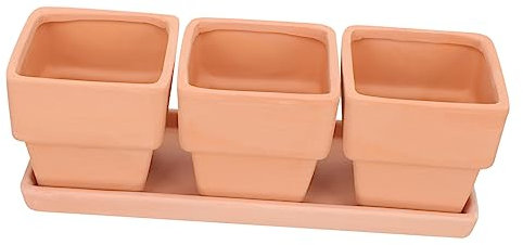 INOOMP Pot De Fleurs Carré en Argile Rouge Pot De Fleurs en Céramique Trou De Drainage Intérieur/extérieur pour Bureau