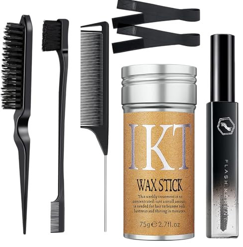 Broken Hair Artifact Hair Wax Stick Hair Pomade Stick Professional Broken Hair Shaping Gel Hair Frizz Fixed Fluffy Hairstyling Moisturizing Wax for Strong Hold 75g +Comb