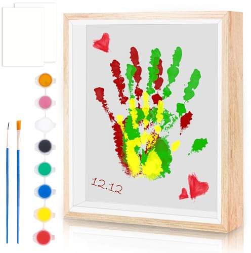 DIY Familien Handabdruck Set, Baby Fussabdruck Set, Bastel-Fotorahmen aus Holz Handabdruck Set, Baby Abdruckset für die Babyparty und Frischgebackene Eltern Kleinkinderzimmer