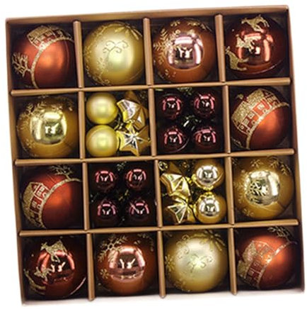 Amagogo 44 Stück -Ornamente, Christbaumschmuck, dekorative Weihnachtskugeln, Christbaumkugeln, Weihnachtsdeko für die, den Urlaub im, Braunes Gold