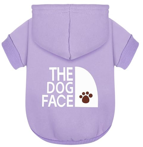Paiaite Sweat à Capuche Violet Chaud et élégant pour Chihuahua, Sweat à imprimé « The Dog Face », vêtements pour Animaux, Manteau Tout-en-Un, Parfait pour l'hiver et Les fraîches Nuits d'été, XL
