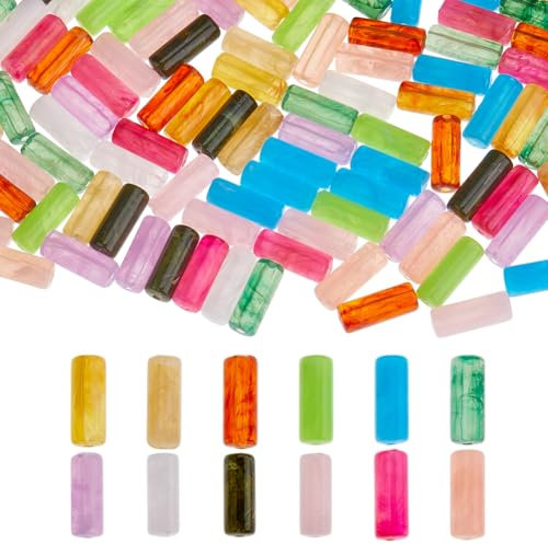 DICOSMETIC 120 Stück Acrylrohrperlen 12 Farben Gerade Bambusrohrperlen 20.5x8mm Chunky Nudelperlen Armband Rohrperlen Für DIY Armband Halskette Schmuckherstellung Bohrung: 2mm