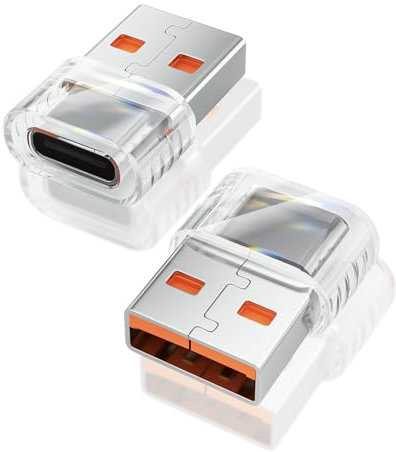 Adattatore da USB C a USB, 2 Pezzi di Adattatore USB C Femmina a USB Maschio, Convertitore da Tipo C a USB A per i Phone 16 15 14 13 Pro Max, Samsung S24, AirPods, i Pad, Automobile