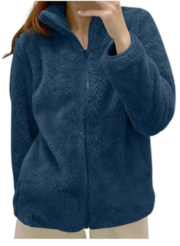 Giacche Invernali Donna Giacca In Pile Donna Con Collo Cerniera Cappotto Donna Invernale Corto Felpa Teddy Donna Giacca Pile Donna Da Casa Giacche Invernale Con Pile Tinta Unita Giubbotto (BU1 #2, L)