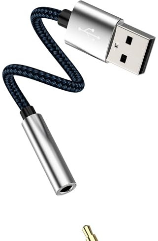 WASRUYI Adaptateur Mâle USB vers Jack Femelle 3.5mm AUX DAC Audio Câble Écouteur Prise HiFi Son Externe Dongle Microphone Parleur Casques Car pour PC PS5 PS4 Dongle