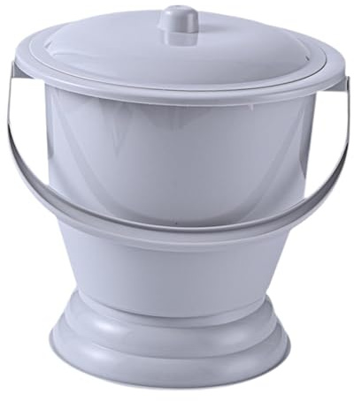 Almencla Chamber Pot Aus Langlebigem PP mit Hygieneabdeckung Sicherer Haushalt Nachttopf Urinal Gefäß Zuverlässige Nutzung für Schlafzimmer P, Grau