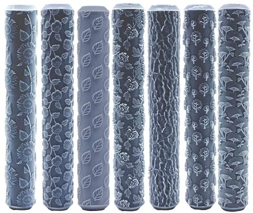 REDPALACE Crafts Lot de 7 rouleaux texturés en argile polymère pour modélisation en céramique, motifs décoratifs pour artisanat, idéal pour Warhammer, HeroQuest et plus | 78 mm x 12,5 mm