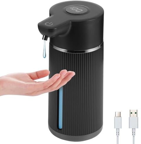 Elektrischer Seifenspender Mit Sensor, USB-Aufladung 4 Einstellbare Stufen Seifenspender Automatisch Wandmontage Mit Rückstandslosem Aufkleber für Küche Bad Schule Hotel