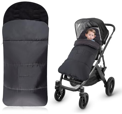 Fußsäcke für Kinderwagen,Winter Fußsack Kinderwagen mit verstellbaren seitlichen Reißverschlüssen,Wasserdichter Fusssack Kinderwagen,Weicher Baby Wintersack für die meisten Kinderwagen (Schwarz)