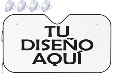 Parasol Personalizado Coche, Personalizada Agrega tu Texto/Logo/Foto parasoles para Coche, bloquea los Rayos UV y Mantiene el vehículo White 140cm x 76cm