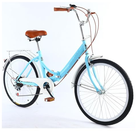 Wmmner Ulz 000178 Mountainbike, 26 Zoll (66 cm), Folding Bike für Erwachsene, 7-Gang-Klapprad, mit variabler Geschwindigkeit, mit Rücklicht und Autokassette, Weiß/Blau, Größe Ulz 000178