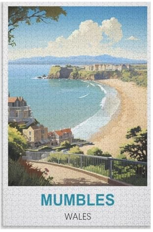 Gift puzzle games，Mumbles Wales，Adults 1000 Piece Jigsaw Puzzle- Christmas，52x38，paper puzzle ，AA-1451