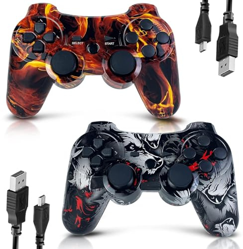 CHENGDAO Controller per PS3, Wireless Joystick per PS3 con doppio shock compatibile con Playstation 3 con cavo di ricarica