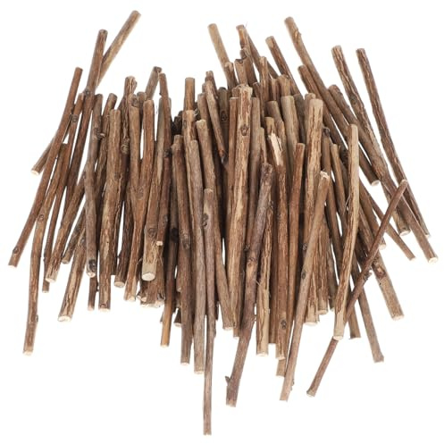 Hemobllo Holzstäbchen Zum Basteln 100 Stück Teebaum Holzstäbe 3.94 in Lang 0.12–0.20 in Durchmesser Mit Rinde Beidseitig Feingeschliffen Für Diy-Handwerk Foto-Requisiten Deko