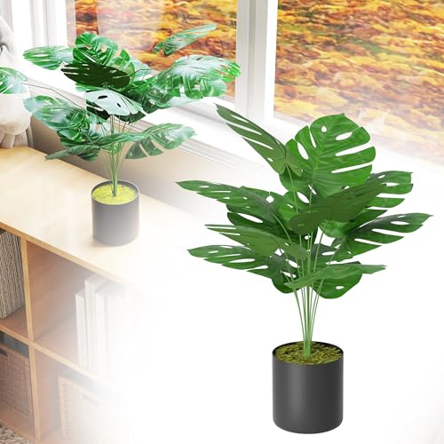 YRHome 65 cm Plante artificielle avec pots - Petite plante en pot Monstera artificielle pour extérieur, salon, balcon, chambre à coucher, décoration de chambre