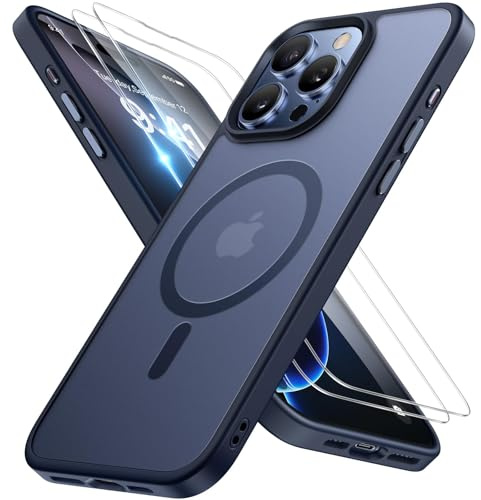 miracase for iPhone 16 pro Case with MagSafe & 9H+Screen Protector, Blue | TOP Military-Grade Protection & Strong Magnet Shockproof Scratch-Resistant with Velvet Touch for iPhone 16 Pro Cover 6.3