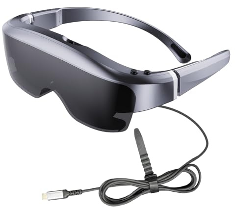 Horett Smart-Brille mit 400-Zoll-Virtual-HD-Bildschirm, Video-Player-Brille mit 0–600° Myopie-Einstellung, OLED-Display, Integrierten Lautsprechern, Typ-C-Konnektivität für