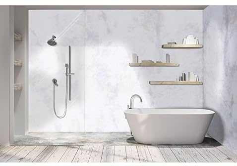 DuraPanel Premium Waterproof Plywood Wall Panel, Light Marble, Tongue and Groove, High Pressure Laminate, 2400 x 1200mm
