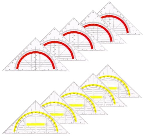 KineticKraft 10 Stück Geometrie Dreieck, Geodreieck aus Kunststoff, 5 Geodreieck mit Griff Gelb mit 5 Geometrie Rot, 15.5cm Geodreieck Flexibel, Geodreieck Set, für Studenten Büro Designer Malerei