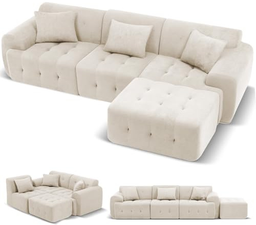 COMHOMA Ecksofa, 245 x 60 x 40 cm, Modulares Sofa mit Schlaffunktion, Schlafsofa, L Form Couch für Wohnzimmer, vakuumverpackt, Flexibel kombinierbar mit Ottomane