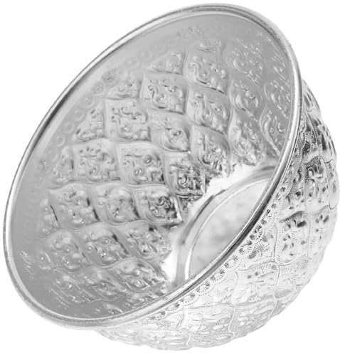 CVUTOVO Bol Décoratif Thaï en Alliage D'aluminium Étamé Argenté pour Spa et Massage à Domicile, Contenant Délicat pour Huiles Essentielles sans Bavure, Design Simple et Élégant