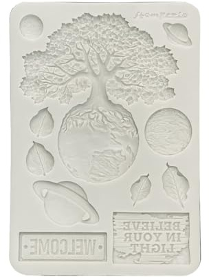 Stamperia - Silicon Mould A5 for Scrapbooks, Bullet Journals and More, Non-Stick Surface, Suitable for Air-Dry Clay, Resin and More, Perfect for Crafts and Gifting (A New Beginning, Planets)