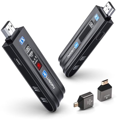 WELUSOPU Wireless HDMI Sender und Empfänger mit Smart LED Display, HDMI Funkübertragung 4K Decoding & 1080P@60Hz, 5GHz HDMI Extender Plug & Play für Laptop, PC, Kamera, TV, Beamer, Monitor - 50 m