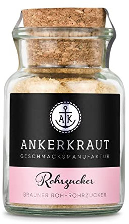 Ankerkraut Roh-Rohrzucker, unraffinierter brauner Rohrzucker, 110g im Korkenglas