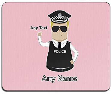 UNIGIFT Mauspad, personalisierbar – (Assistent), Kommitur/Chief Constable (Polizei-Design, Farbe), Namensnachricht, einzigartiges Pad AC – blond/gelber Polizist Hut Cap