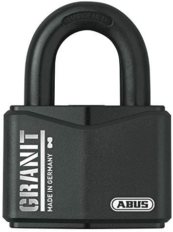 ABUS Vorhangschloss Granit 37RK/70 SZP Premium-Schloss für höchste Beanspruchungen - erhöhter Bügelschutz - Sicherheitslevel 10 - inkl. 2 Schlüssel und Sicherungskarte - schwarz - 79161, 70 mm