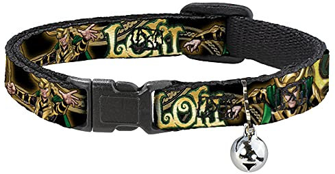Katzenhalsband Loki Posen Schwarz Gold Grün 8 bis 30,5 cm breit Modell: BAC-WAV037-NM