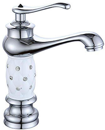 Badarmatur YUNRUX Retro Küchenarmatur Badarmatur Wasserhahn Waschbecken Wasserhahn Einhebel Mischbatterie Waschtisch Armatur Waschtischarmatur Einhandmischer Bad Faucet Weiß Keramik Aussehen